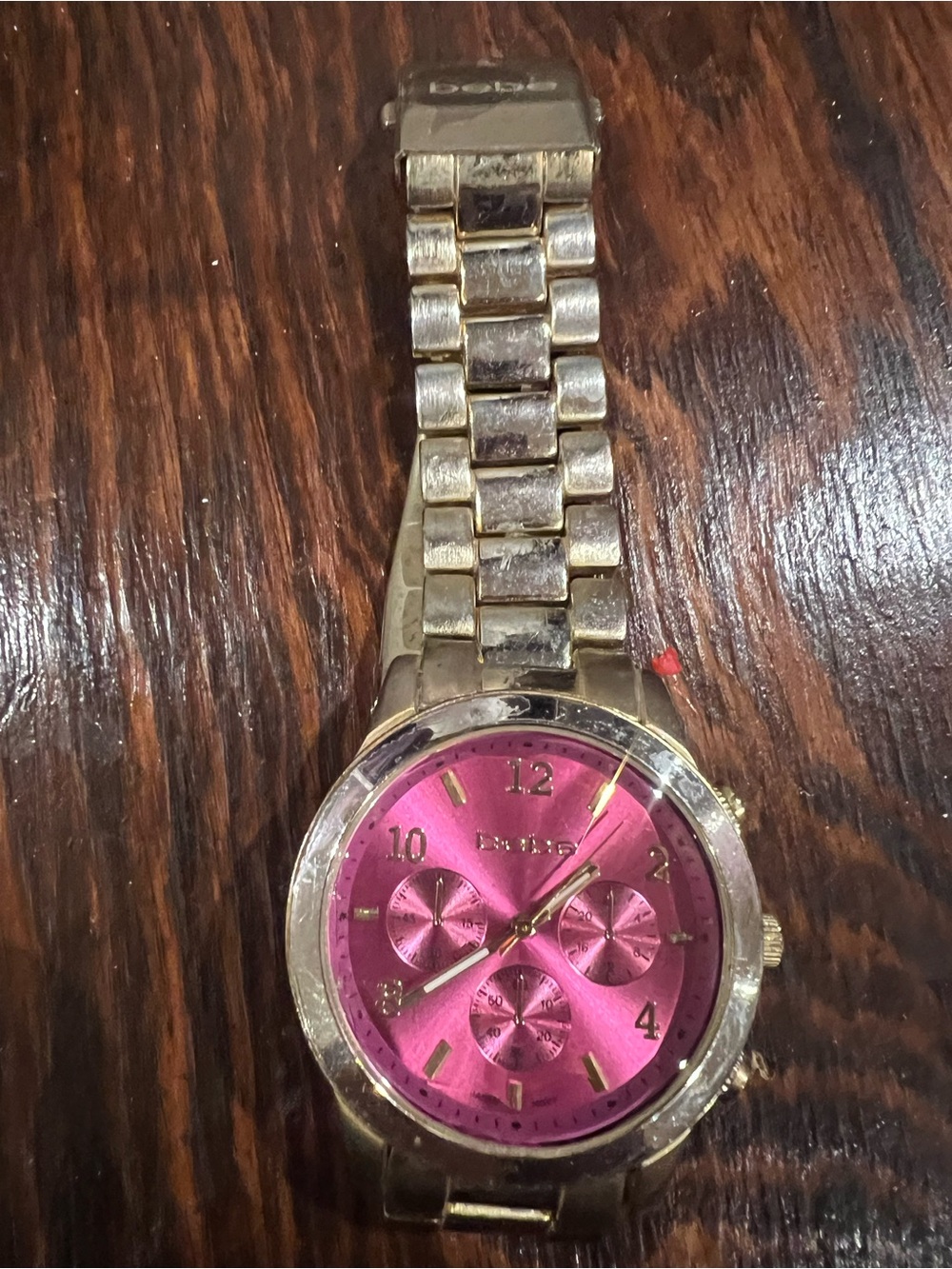 Bebé Gold-Tone Watch with Pink Dial